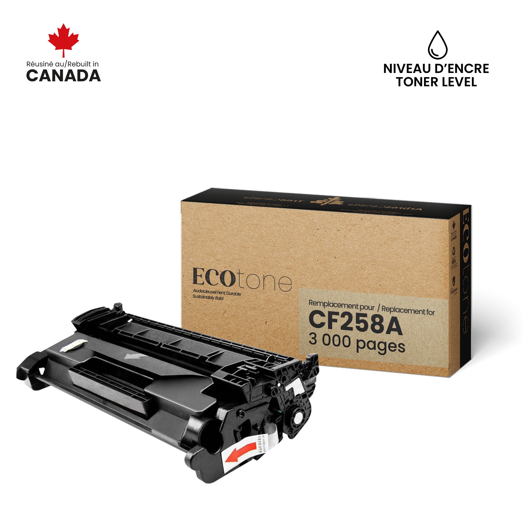 HP CF258A Reman Ecotone 3K (With toner level)